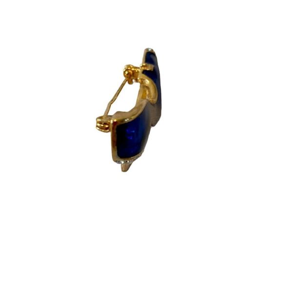 Cobalt Blue & Bright Gold Toned Stiletto Brooch. - Picture 5 of 8